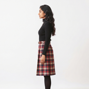Jupe en flanelle pour femmes, longueur genou, décontractée, 100% coton, ajustée, pour l'hiver, style streetwear, jupe tendance, à porter au quotidien - Product Image 3