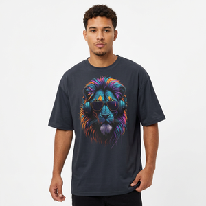 T-shirt à manches courtes pour homme, imprimé coloré, coupe classique, col rond, style décontracté, motif imprimé numérique, logo sur le devant - Product Image 5