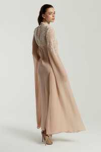 เดรสยาวปักมือลายคริสตัลพีชทันสมัย คอวี แขนยาว - Product Image 2