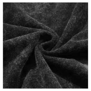 Camiseta Oversize Vintage de Algodón 100% de Alto Gramaje con Hombros Caídos, Lavado Ácido, Negra, Larga, de Tejido de Bambú, Estilo Urbano - Product Image 4