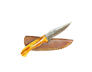 มีดทำครัวเหล็กดามัสกัสทำมือ ใบมีดสลักลาย ด้ามเรซิ่น พร้อมปลอกมีด - Product Image 4