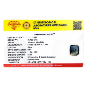 Natural Iolite (Neeli) Loose Gemstone-3.8 Carat Certified Wholesale Calibrated Optical Effect - Product Image 4