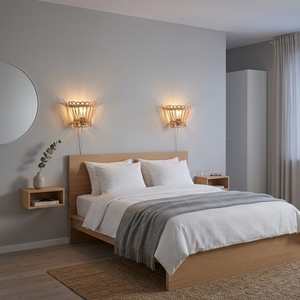 Artisanal Woven Basket Wall Lamp Natural Fibre Accent Light for Hotel Corridors, Bedrooms & Cozy Nooks - Product Image 3
