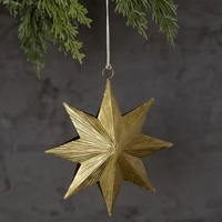 Ornement de Noël en métal doré en forme d'étoile décorative, forme géométrique, décoration moderne pour la maison, décoration murale pour le salon