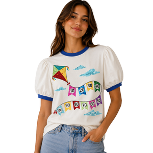 T-shirts fantaisie en coton à manches bouffantes et coupe oversize pour femme, col rond, manches courtes, décontractés, coupe régulière, pour le printemps/été - Product Image 1