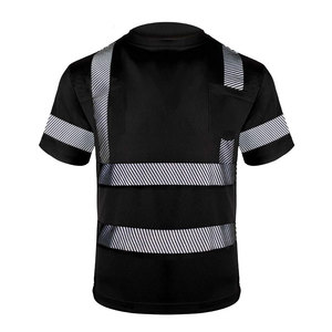 Camiseta de Seguridad Reflectante para Hombre, Manga Corta, Cuello Redondo, Estilo Ropa de Trabajo, Diseño a Rayas, Secado Rápido, Corte Regular, 100% Poliéster - Product Image 1