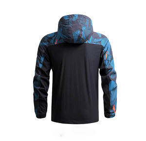 Men's Hooded <b>Sport</b> <b>Jacket</b> Geometric Print Waterproof Polyester Zipper Closure Autumn Outdoor Wear - Product Image 2