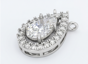 Collar con Colgante de Diamante Corte Pera, con Halo y Forma de Lágrima, para Mujer, Joyería para Fiestas - Product Image 1