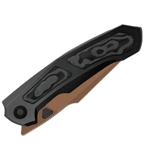 Couteaux de poche pliants professionnels avec lame affûtée à revêtement foncé, manche ergonomique en tissu brun et design portable - Product Image 6