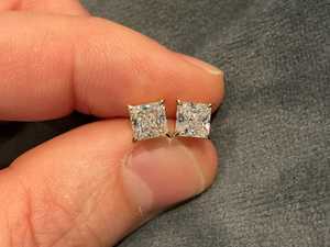 0.50 CT Each Princess Cut <b>Diamond</b> Stud <b>Earrings</b> Lab Grown 18K Solid Gold Fine For Unisex Wedding Promise Charms - Product Image 1