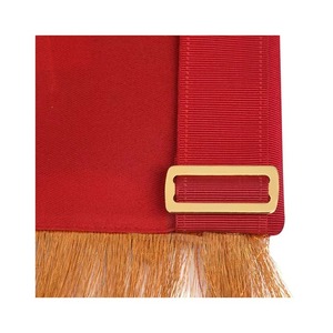 Delantal de Maestro Masón de la Logia Azul con Cinta Roja, Hilo Dorado, Corona y Flecos de Encaje Étnico de Terciopelo MAP-0116 - Product Image 4
