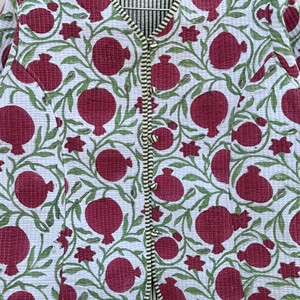 Chaqueta Acolchada de Algodón para Mujer, Estampado Floral de Granada, Manga Larga, Cierre de Botones, Ropa de Abrigo de Otoño, Largo Regular - Product Image 6