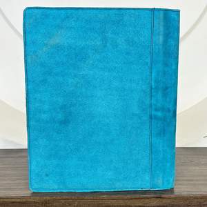 Carpeta de archivos de nuevo compendio de cuero de ante turquesa de puntada de arranque personalizada, organizador de documentos, carpetas de cuero genuino - Product Image 5