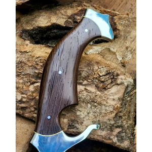 Cuchillo Bowie de punta de clip hecho a mano para la industria de señales, hoja de acero, funda de cuero, mango de madera de wenge, cuchillo de supervivencia para camping, 1 año de garantía - Product Image 2