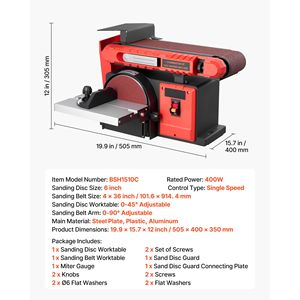 Levigatrice Professionale 400W con Disco da 6 Pollici e Nastro da 4 Pollici x 36 Pollici, Combinazione Levigatrice a Disco e a Nastro con Tavolo di Lavoro Regolabile a 0-45 Gradi, Smerigliatrice a Nastro D - Product Image 5