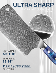 Handmade Kitchen <b>Bone</b> Chopper <b>Knife</b> 67 Layer Damascus Steel Ambidextrous With Resin <b>Handle</b> - Product Image 3
