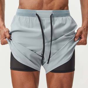 Men's Casual Woven 100% Cotton Breathable Shorts with Elastic Waist Closure Double <b>Layer</b> Summer Casual Men's Shorts For Sale - Product Image 3