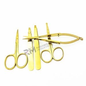 RMI Matt Tweezer Full Gold Plasma Color Angle Point Eyebrow Tweezer And Spring Scissor And Cuticle Scissor Set - Product Image 2