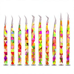 High Quality Color Coated <b>Eyelash</b> Extension Tweezers Designed for Professional Lash Artists and Technicians Ergonomic Design - Product Image 1