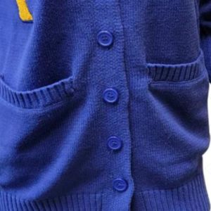 Cardigan en acrylique tricoté personnalisé Sigma Gamma avec lettres grecques en chenille – Vêtements grecs pour sororités et fraternités SGRHO - Product Image 3