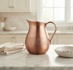 Carafe en cuivre de style classique, design optimal, finition brillante, poignée en métal, accessoires de cuisine, pichet à eau - Product Image 5