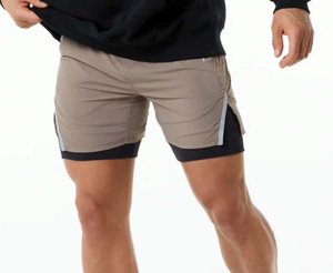 Custom Compression 2 in1 Blank Designer 100% Cotton Fitness <b>Boxer</b> Gym Workout Sports Shorts Mens Double Layer Joggers Shorts - Product Image 4