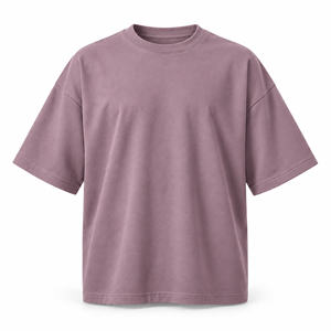 <b>Men's</b> Oversized Light <b>Purple</b> <b>T</b>-<b>Shirt</b> Short Sleeve Blank Crew Neck Heavyweight Cotton Tee - Product Image 6