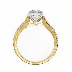 Anillo de Compromiso Vintage con Diamante Cultivado en Laboratorio de Corte Radiante, Oro Sólido de 18K, Halo Oculto de 19 Lados, Joyería de Aniversario de Bodas para Mujer - Product Image 2