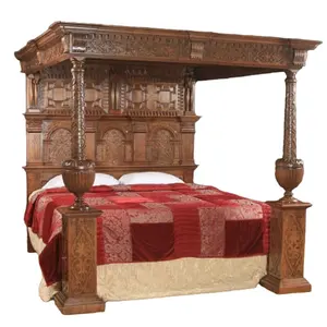 仿古经典风格雕刻顶篷床豪华家具木制床椅客厅沙发餐桌大雕刻床