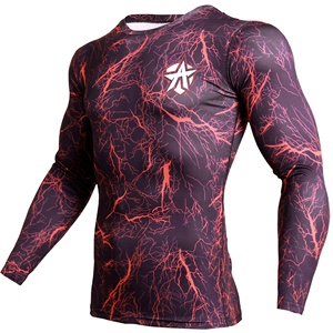 Custom Sublimated Compression Gym Shirts Long Sleeve BJJ Rashguard MMA <b>Mens</b> Rash Guard - Product Image 1