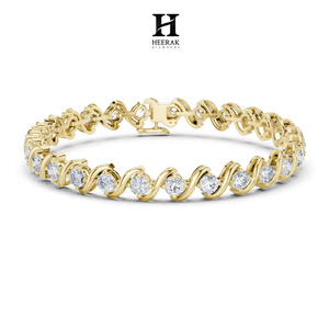 Pulsera de tenis de lujo S-Link Wave con diamantes para mujer, pulsera de eternidad de oro de 14K con diamantes cultivados en laboratorio, joyería nupcial de alta calidad - Product Image 2