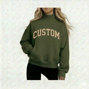 Sudadera de Manga Larga con Cuello Alto Estampada para Mujer, de Invierno, Holgada, Antiarrugas, de Secado Rápido, Transpirable, de Poliéster/Algodón - Product Image 3