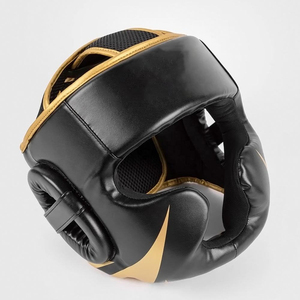 Protector de Cabeza de Boxeo de Cuero PU Negro y Dorado, Protección Facial Completa Transparente, Cierre de Gancho y Bucle, Unisex, para Adultos, Casco Deportivo para Entrenamiento de MMA - Product Image 2