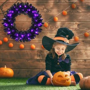 Ghirlanda di Halloween Pre-Illuminata da 24 Pollici con 35 Luci LED Viola, Decorazione Premium per Halloween - Product Image 5