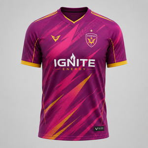 Maillot de football à col en V pour homme Phoenix FC, manches courtes, polyester sublimé anti-humidité, tenue d'équipe adulte - Product Image 1