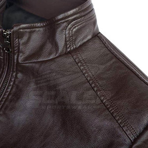 Veste en cuir d'hiver pour homme de qualité supérieure, fermeture éclair, col montant, respirante, coupe-vent, vêtements d'extérieur décontractés - Product Image 3
