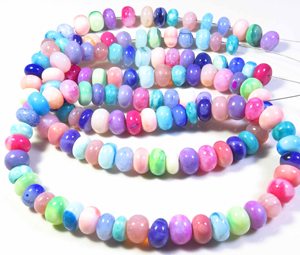 Nouvelles perles d'opale multicolores magnifiques, 8-9 mm, forme rondelle, lisses, 16 pouces, pour collier. - Product Image 4