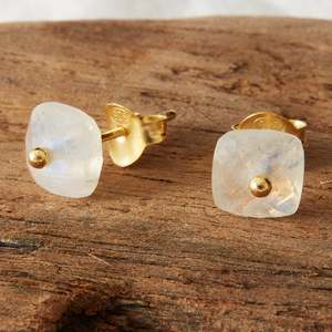 Women's <b>Stud</b> <b>Earring</b> Natural Moonstone Gemstone Bohemian 18K Gold Handmade Jewelry 925 Sterling <b>Silver</b> <b>Stud</b> <b>Earrings</b> - Product Image 4
