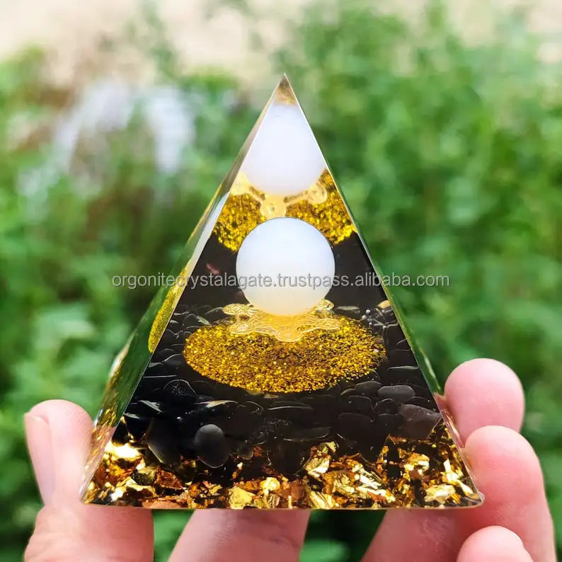 Turmalina negra Natural de alta calidad y Pirámide de orgón de ópalo para decoración del hogar meditación Reiki regalos artesanías de cristal de la India