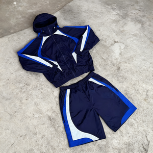 Ensemble de survêtement d'hiver unisexe de haute qualité en nylon avec fermeture éclair et capuche, coupe-vent respirant, couleur unie, vêtements décontractés - Product Image 5