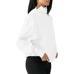 Customizable Oversized Solid Women Mock neck <b>Drop</b> Shoulder Fleece Sweatshirt Breathable Eco Friendly Quick Dry Casual - Product Image 2