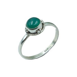 Bague en argent sterling 925 avec onyx vert naturel, faite à la main, cabochon, bijoux minimalistes bohèmes pour femmes, fournisseur en gros - Product Image 1