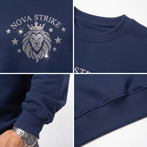 Sweat-shirt imprimé avec logo personnalisé en strass, vêtements décontractés d'hiver pour hommes, sweat-shirt ample, style sportif, t-shirt en molleton français pour hommes - Product Image 6