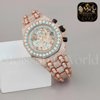 Montre analogique de luxe pour hommes, ton or rose, quartz, incrustation de diamants, acier inoxydable, bracelet de 20mm, cristal saphir, résistante à l'eau
