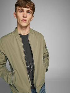 Chaqueta Bomber de Invierno para Hombre, Estilo Camuflaje Urbano, Color Sólido, Poliéster, Cuello Alto, Bolsillos Laterales - Product Image 4