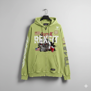 Sudadera con capucha Rexfit Sports Premium de algodón y felpa, con lavado ácido, bordado, cremallera completa, logotipo personalizado OEM, sudaderas con cremallera completa OEM - Product Image 1