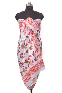 Bohemian <b>Pink</b> Floral Cotton Sarong Women’s Resort Wear Beach <b>Wrap</b>. - Product Image 3