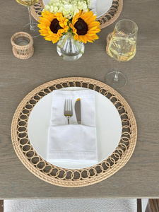 <b>Round</b> Lace Style Rattan Placemat Set Handwoven Natural Woven <b>Table</b> <b>Mat</b> Decorative Dining <b>Table</b> Eco Friendly Boho Home Decor - Product Image 4