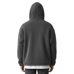 Chaqueta de Invierno para Hombre, Estilo Borg, Color Carbón, con Cierre, Capucha y Bolsillos, Cálida y Cómoda - Product Image 6