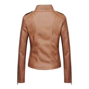 <b>Men's</b> PU <b>Leather</b> Moto Biker <b>Jacket</b> Stand Collar Zipper Closure Slim Fit Autumn Style - Product Image 3